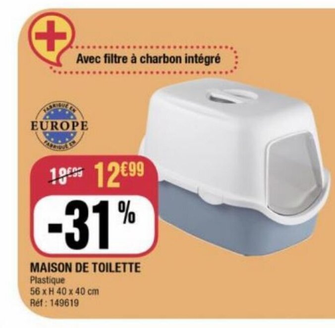 Promo MAISON DE TOILETTE Plastique 56 x H 40 x 40 cm Réf 149619 chez La Foir'Fouille