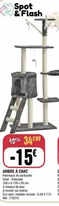 La Foir'Fouille ARBRE À CHAT Panneaux de particules Sisal-Polyester 100 x H 138 x 50 cm offre