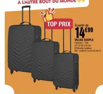 La Foir'Fouille VALISE SOUPLE Polyester - EVA 32 x H 50 x 20 cm Différents modèles offre