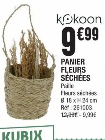La Foir'Fouille PANIER FLEURS SÉCHÉES Paille Fleurs séchées Ø 18 x H 24 cm offre