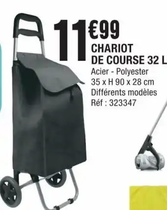 La Foir'Fouille CHARIOT DE COURSE 32 L Acier - Polyester 35 x H 90 x 28 cm Différents modèles Réf : 323347 offre