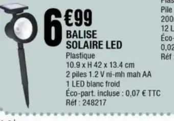 La Foir'Fouille BALISE SOLAIRE LED Plastique offre