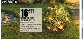 La Foir'Fouille BOULE DE BUIS SOLAIRE 20 LED offre