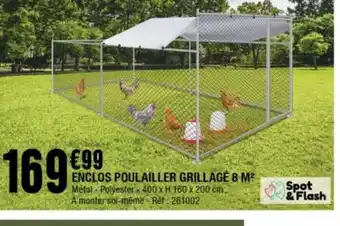 La Foir'Fouille ENCLOS POULAILLER GRILLAGÉ 8 M² Metal-Polyester 400 x H 160 x 200 cm. offre