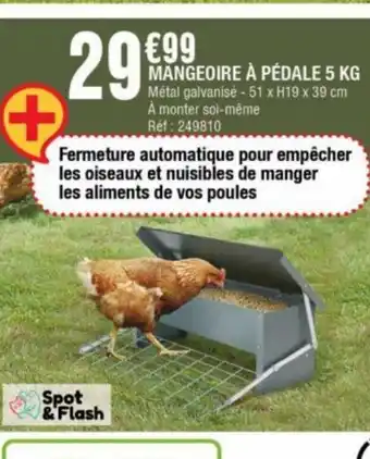 MANGEOIRE À PÉDALE 5 KG Métal galvanisé - 51 x H19 x 39 cm À monter soi-même Réf : 249810