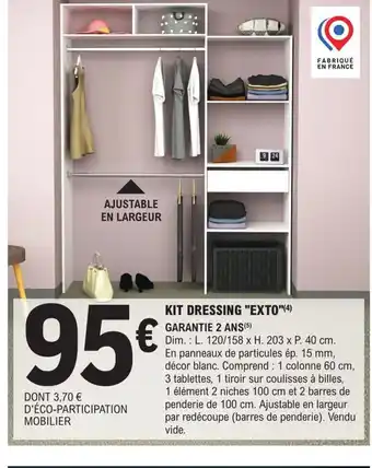 E.Leclerc Brico KIT DRESSING "EXTO"(4) GARANTIE 2 ANS(5) offre