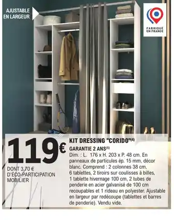 E.Leclerc Brico KIT DRESSING "CORIDO"(4) GARANTIE 2 ANS (5) offre