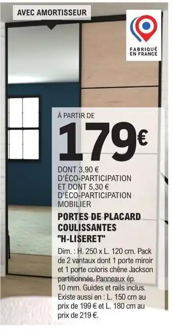 E.Leclerc Brico PORTES DE PLACARD COULISSANTES "H-LISERET" offre