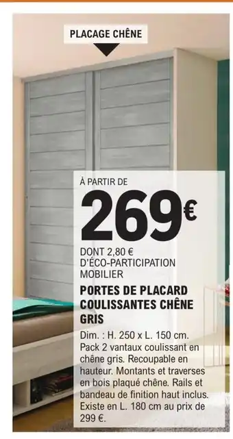 E.Leclerc Brico PORTES DE PLACARD COULISSANTES CHÊNE offre