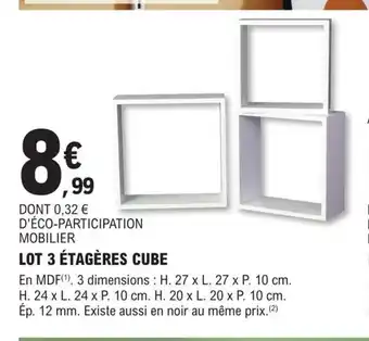 E.Leclerc Brico LOT 3 ÉTAGÈRES CUBE offre