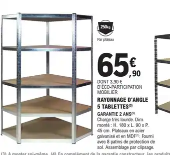 E.Leclerc Brico RAYONNAGE D'ANGLE 5 TABLETTES (³) offre