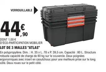 E.Leclerc Brico LOT DE 3 MALLES "ATLAS" offre