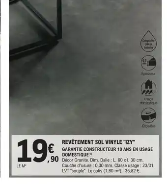 E.Leclerc Brico REVÊTEMENT SOL VINYLE "IZY" offre