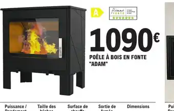 E.Leclerc Brico POÊLE À BOIS EN FONTE "ADAM" offre