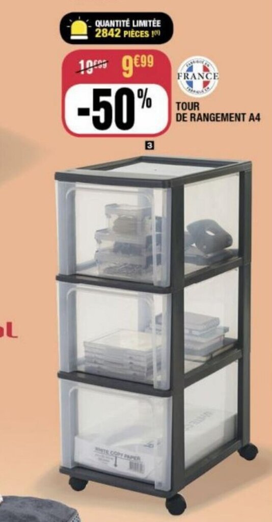 Promo TOUR DE RANGEMENT A4 chez La Foir'Fouille