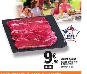 E.Leclerc VIANDE BOVINE: BASSE CÔTE À GRILLER(¹) Environ 1 kg. ★★ offre