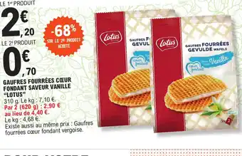 E.Leclerc GAUFRES FOURRÉES CŒEUR FONDANT SAVEUR VANILLE "LOTUS" offre