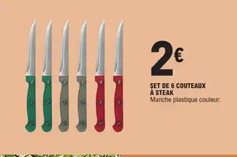 E.Leclerc SET DE 6 COUTEAUX A STEAK Manche plastique couleur. offre