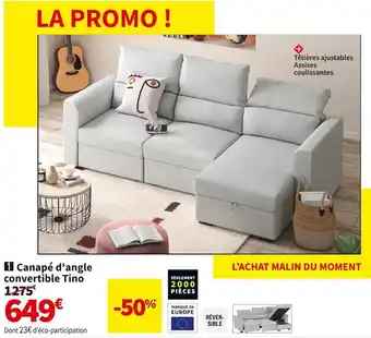 Conforama Canape d'angle convertible tino offre