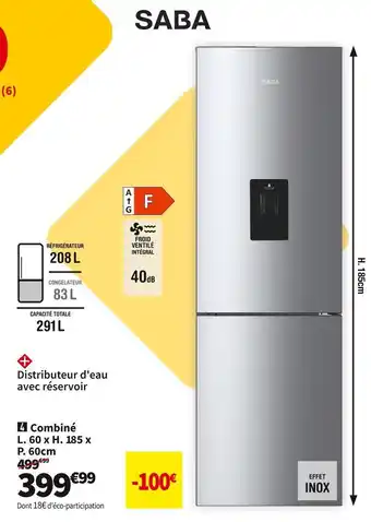Conforama Saba réf. combiné cb2621nfwdil offre