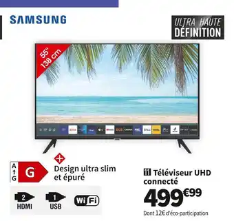 Conforama Samsung téléviseur uhd connecté ue55au7025kxxc offre