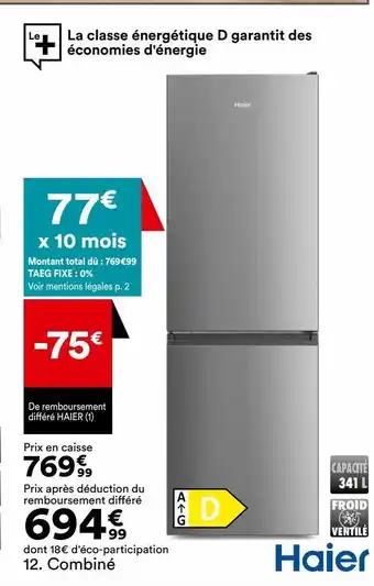 BUT Réfrigérateur combiné offre