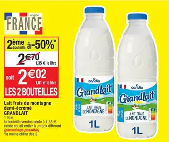 Migros Lait frais de montagne demi-écrémé offre