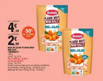 E.Leclerc NOIX DE CAJOU PLAISIR BRUT NON SALÉ "BÉNÉNUTS" offre