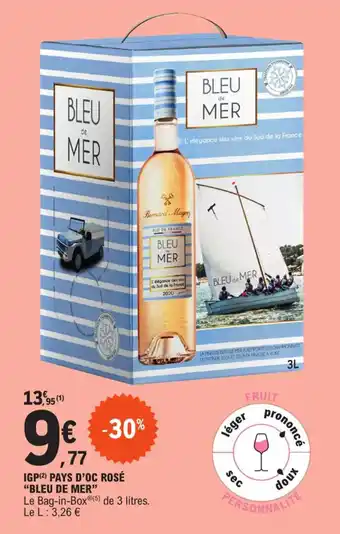 E.Leclerc IGP (2) PAYS D'OC ROSÉ "BLEU DE MER" offre