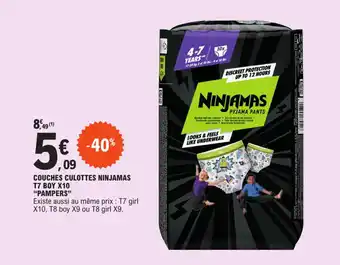 E.Leclerc COUCHES CULOTTES NINJAMAS T7 BOY X10 "PAMPERS" offre
