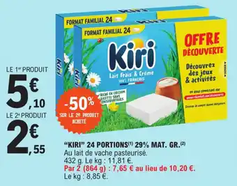 E.Leclerc "KIRI" 24 PORTIONS(¹) 29% MAT. GR.(²) offre