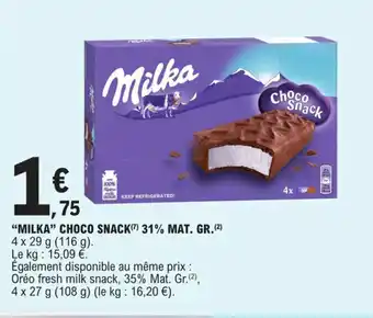 "MILKA" CHOCO SNACK 31% MAT. GR. (²)