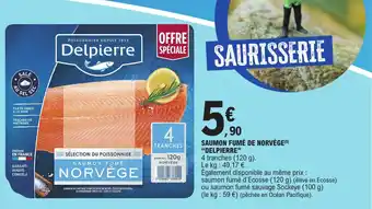 E.Leclerc SAUMON FUMÉ DE NORVÈGE(5) "DELPIERRE" offre