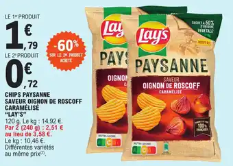 E.Leclerc CHIPS PAYSANNE SAVEUR OIGNON DE ROSCOFF CARAMÉLISÉ "LAY'S" offre