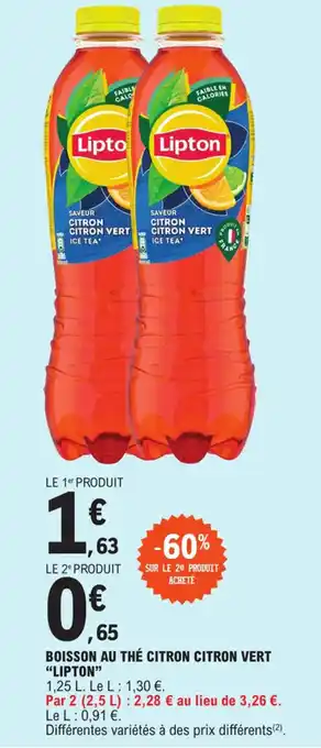 E.Leclerc BOISSON AU THÉ CITRON CITRON VERT "LIPTON" offre