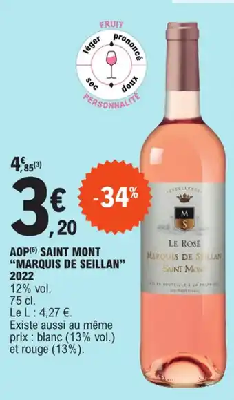 E.Leclerc AOP(6) SAINT MONT "MARQUIS DE SEILLAN" 2022 offre