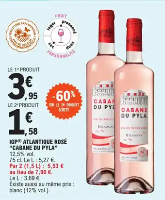 E.Leclerc IGP(5) ATLANTIQUE ROSÉ "CABANE DU PYLA" offre