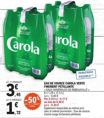 E.Leclerc EAU DE SOURCE CAROLA VERTE FINEMENT PÉTILLANTE offre