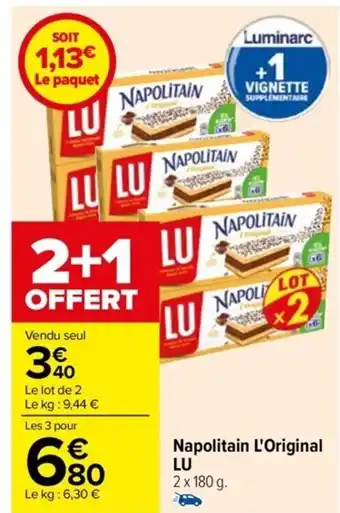 Carrefour Drive Napolitain L'Original LU 2 x 180 g. offre