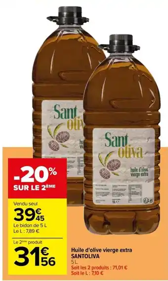 Carrefour Drive Huile d'olive vierge extra SANTOLIVA 5 L. offre