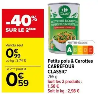 Carrefour Drive Petits pois & Carottes CARREFOUR CLASSIC offre