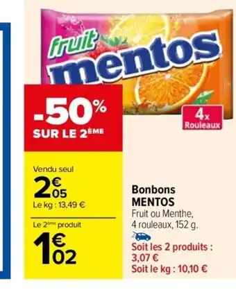 Carrefour Drive Bonbons MENTOS offre
