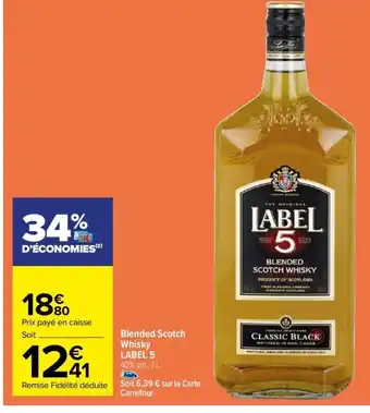 Carrefour Drive Blended Scotch Whisky LABEL 5 40% vol., 1 L. offre