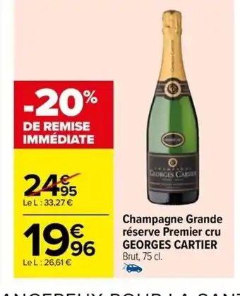 Champagne Grande réserve Premier cru GEORGES CARTIER Brut, 75 cl.