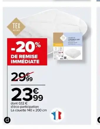 Carrefour Drive Couette lavable 95 offre