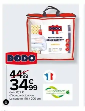 Carrefour Drive Couette anti-acarien saniprotect offre