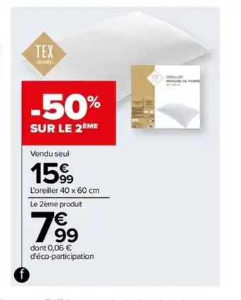 Carrefour Drive Oreiller memoire de forme offre