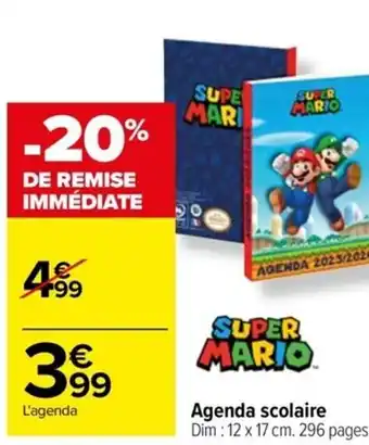 Carrefour Drive Agenda scolaire offre