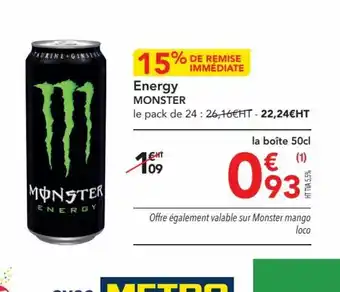 METRO Energy MONSTER offre
