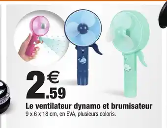 Bazarland Le ventilateur dynamo et brumisateur offre